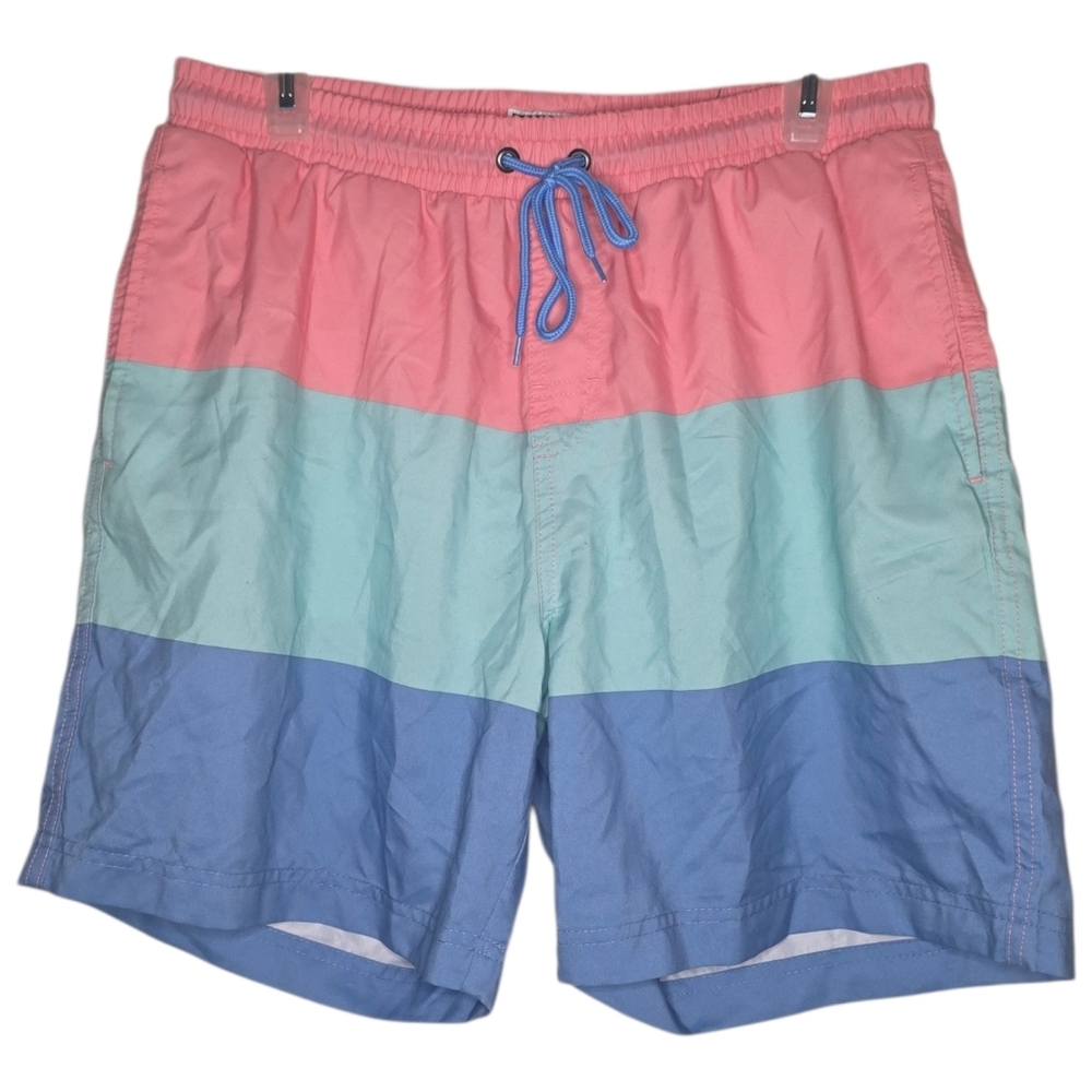 Club Room Lined Swimsuit Colorblock Pink Blue Aqua Size Medium